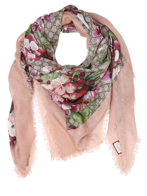 pink gucci print|Gucci flower print scarf.